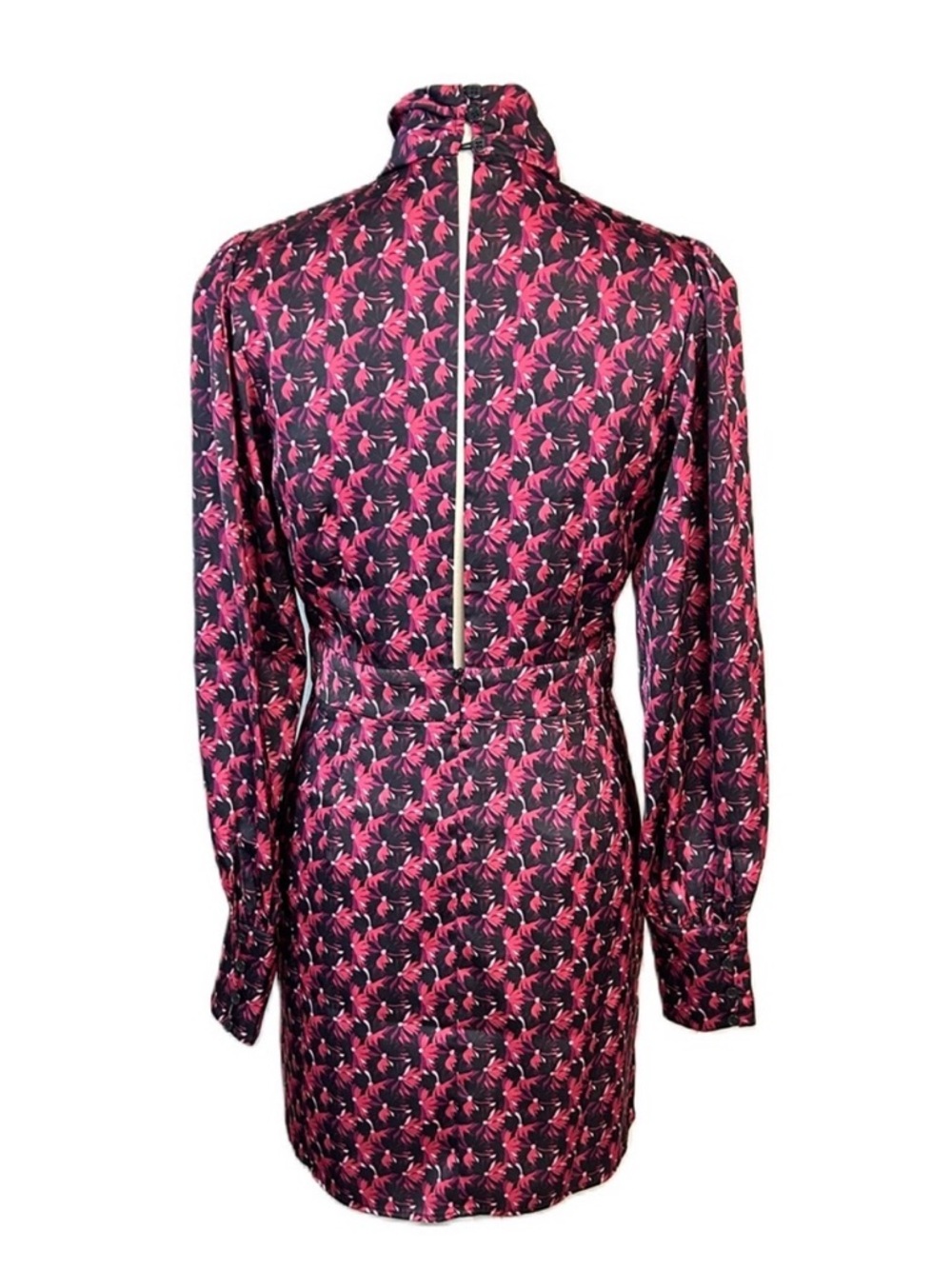 Ronny Kobo Collection Pink and Black High-Neck Keyhole Mini Dress - Picture 4 of 11